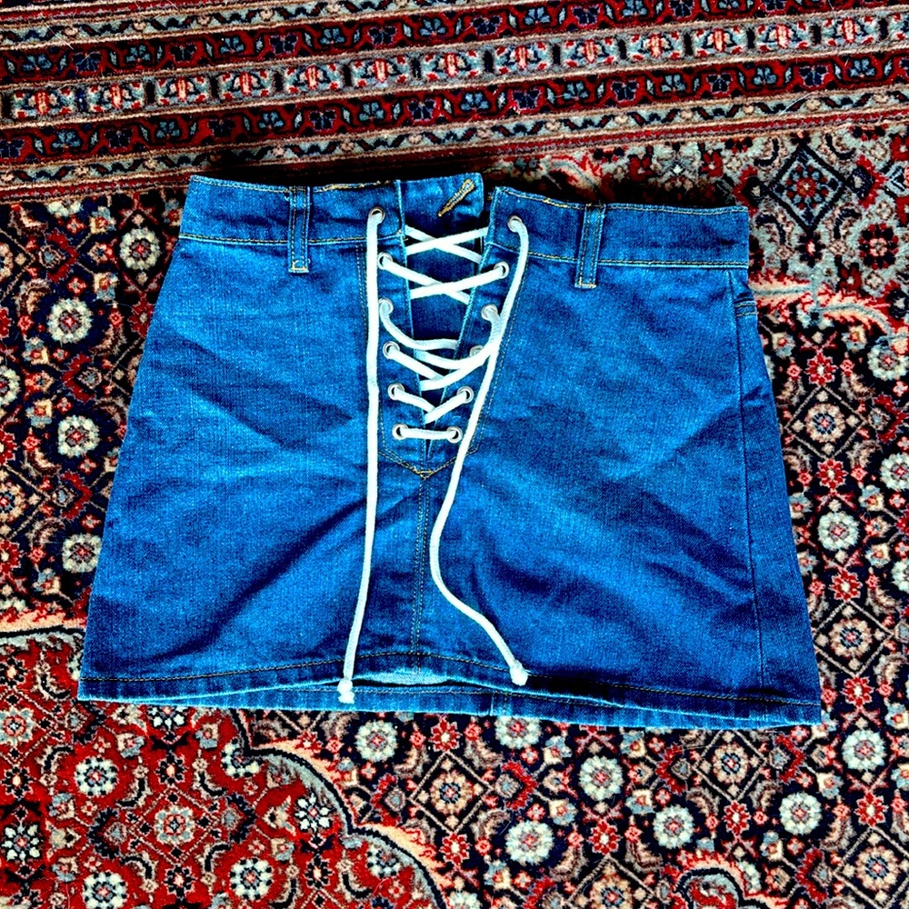 Draw-String Jean Skirt